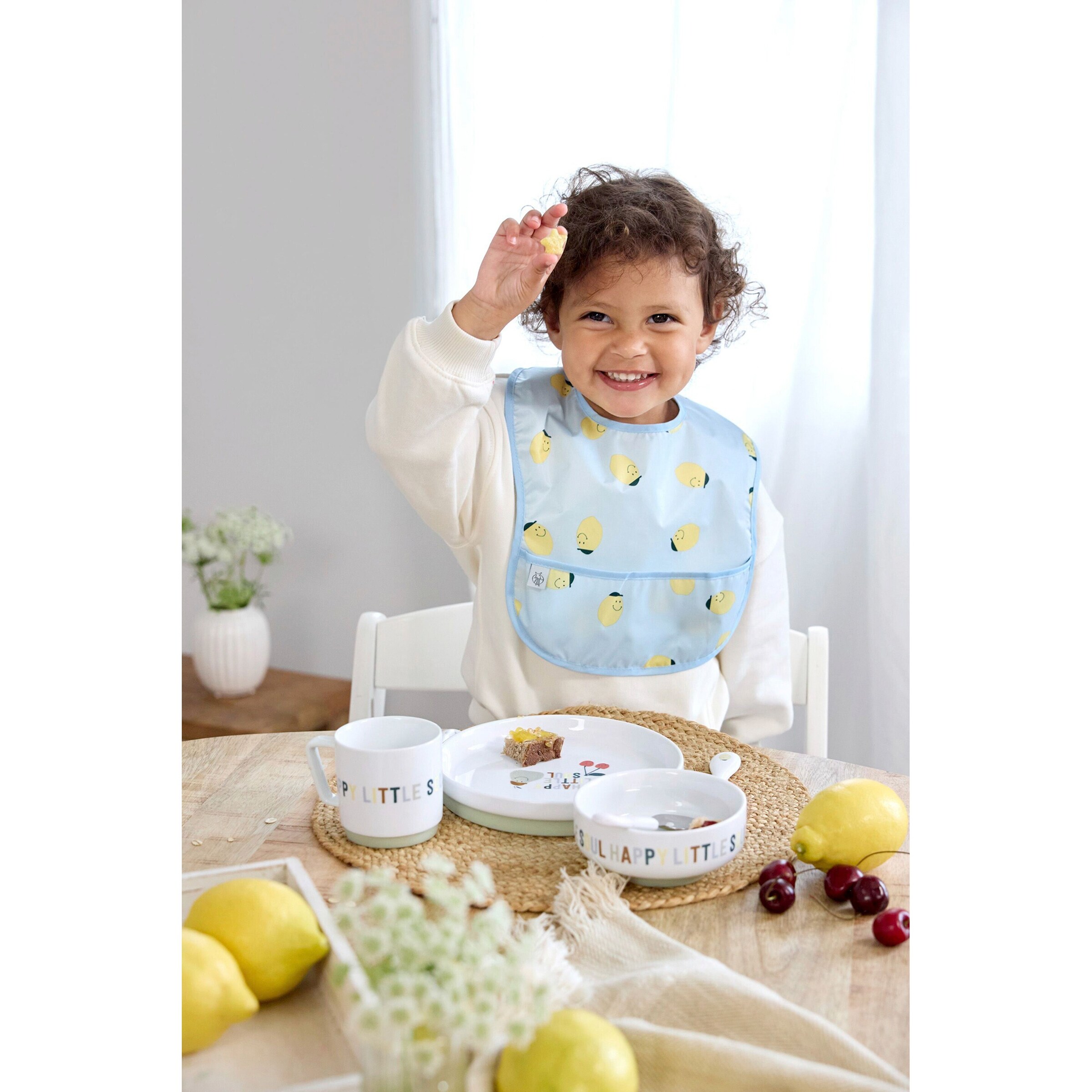 Lässig 2er-Pack Lätzchen mit Auffangschale lemon