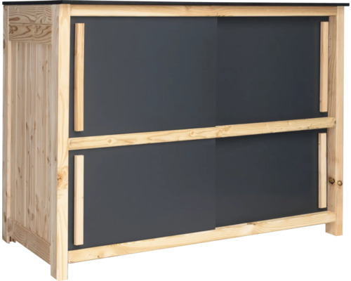 Tuinkast/buitenkeuken Konsta type 603 Douglas dressoir met dubbele schuifdeuren 120 x 58 x 92 cm HPL antraciet