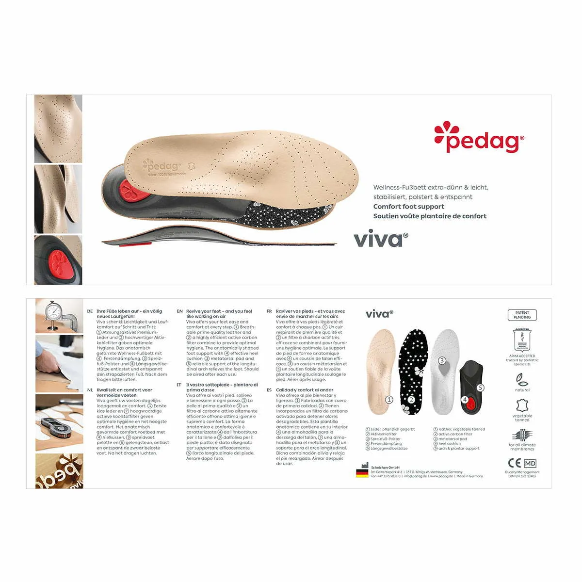 PEDAG Sohlen Beige Leder  Viva Fussbettsohle