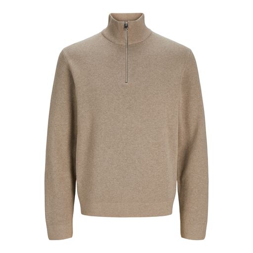 Jack&Jones Blamilano Stitch Half Zip Striktrøje, Greige Melange, XL