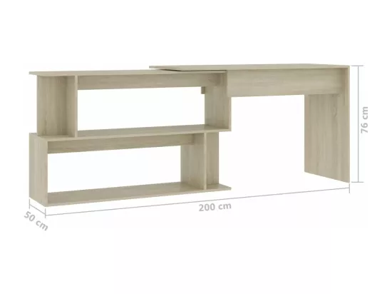 Bureau d'angle Chêne sonoma 200x50x76 cm Bois d’ingénierie