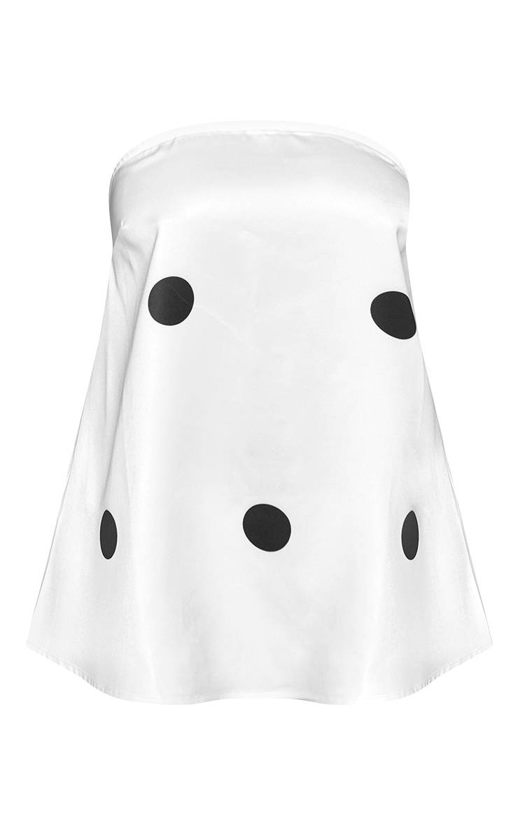 Blanc Top Bandeau Long À Pois En Satin Co-ord Petite