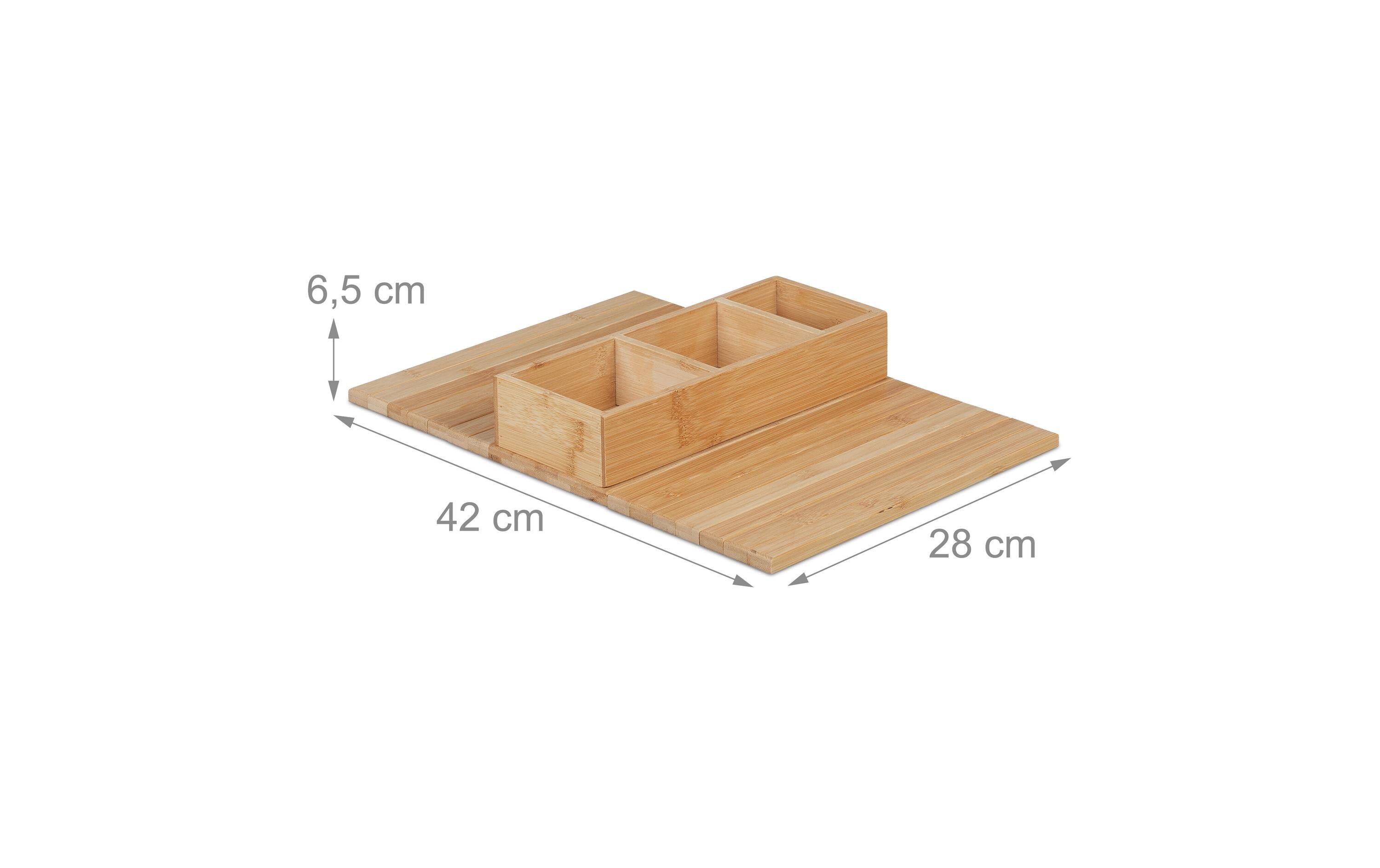 Serviertablett NaturSofatablett Bambus mit 3 Fächern