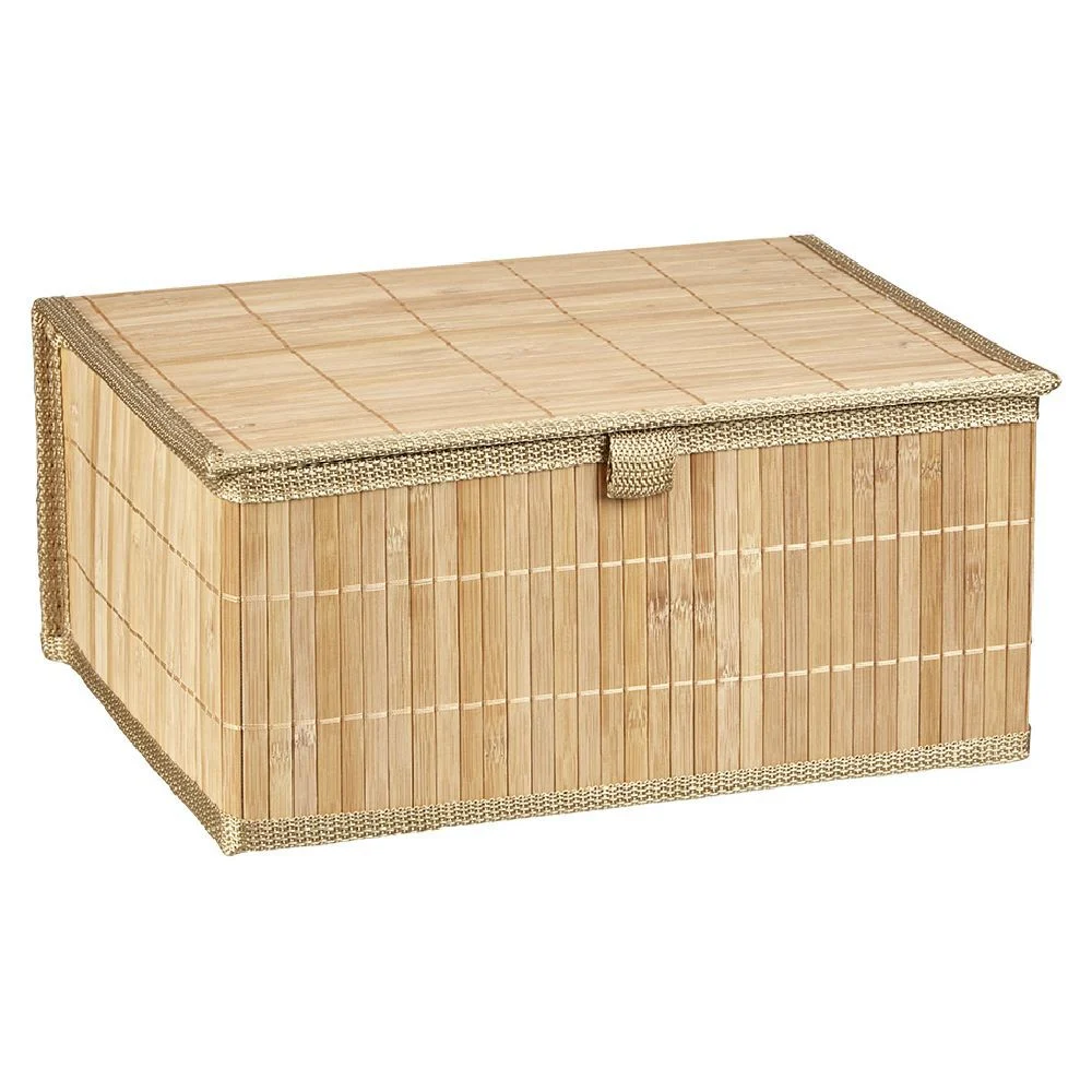 Boîte de rangement déco lattes en bambou L32 x L25 cm