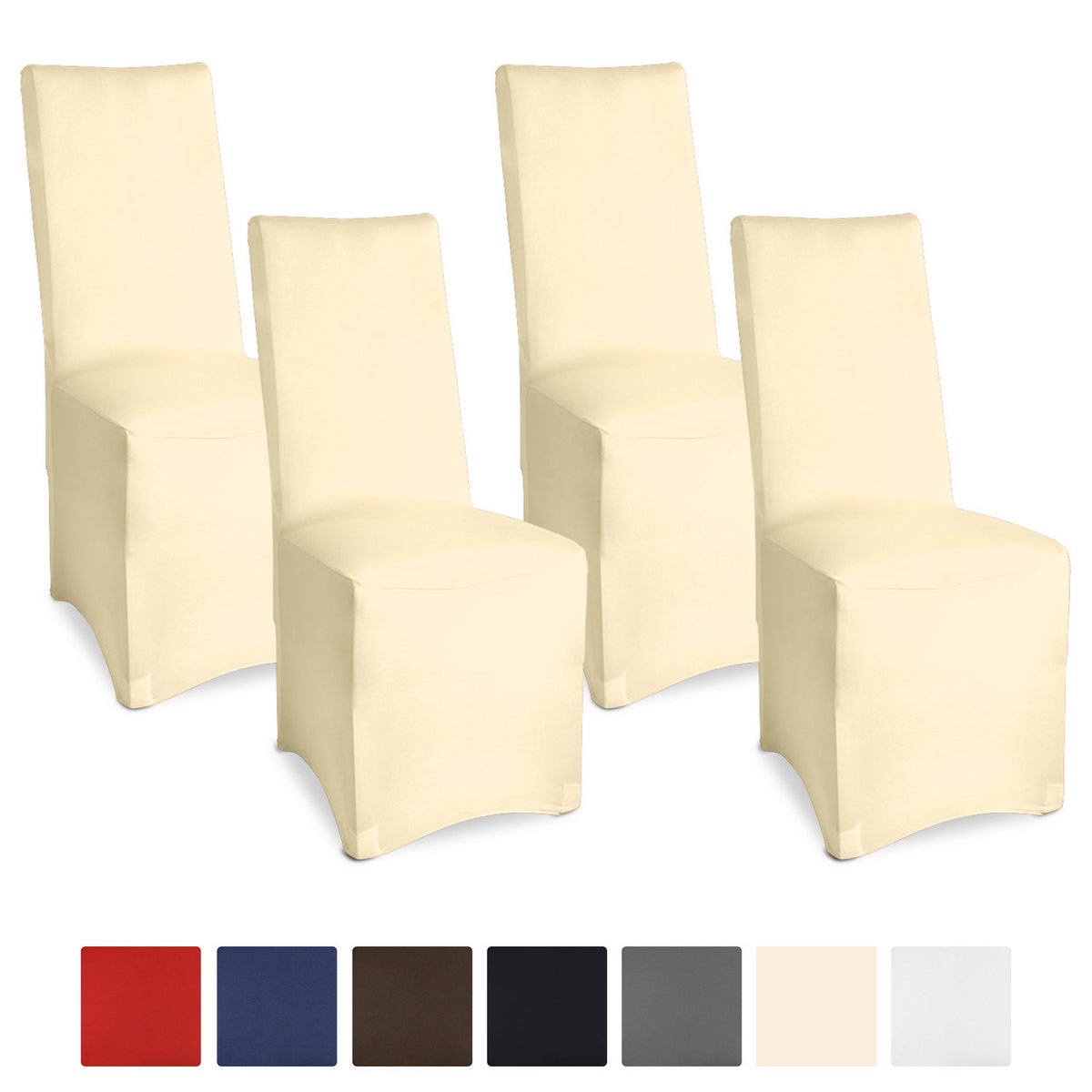 Beautissu Leona stoelhoes 95x45cm ecru stretch banket (set van 4)