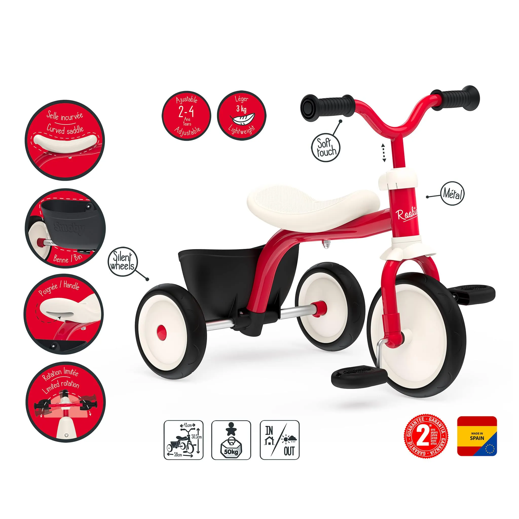 Smoby Tricycle Rookie - Rouge