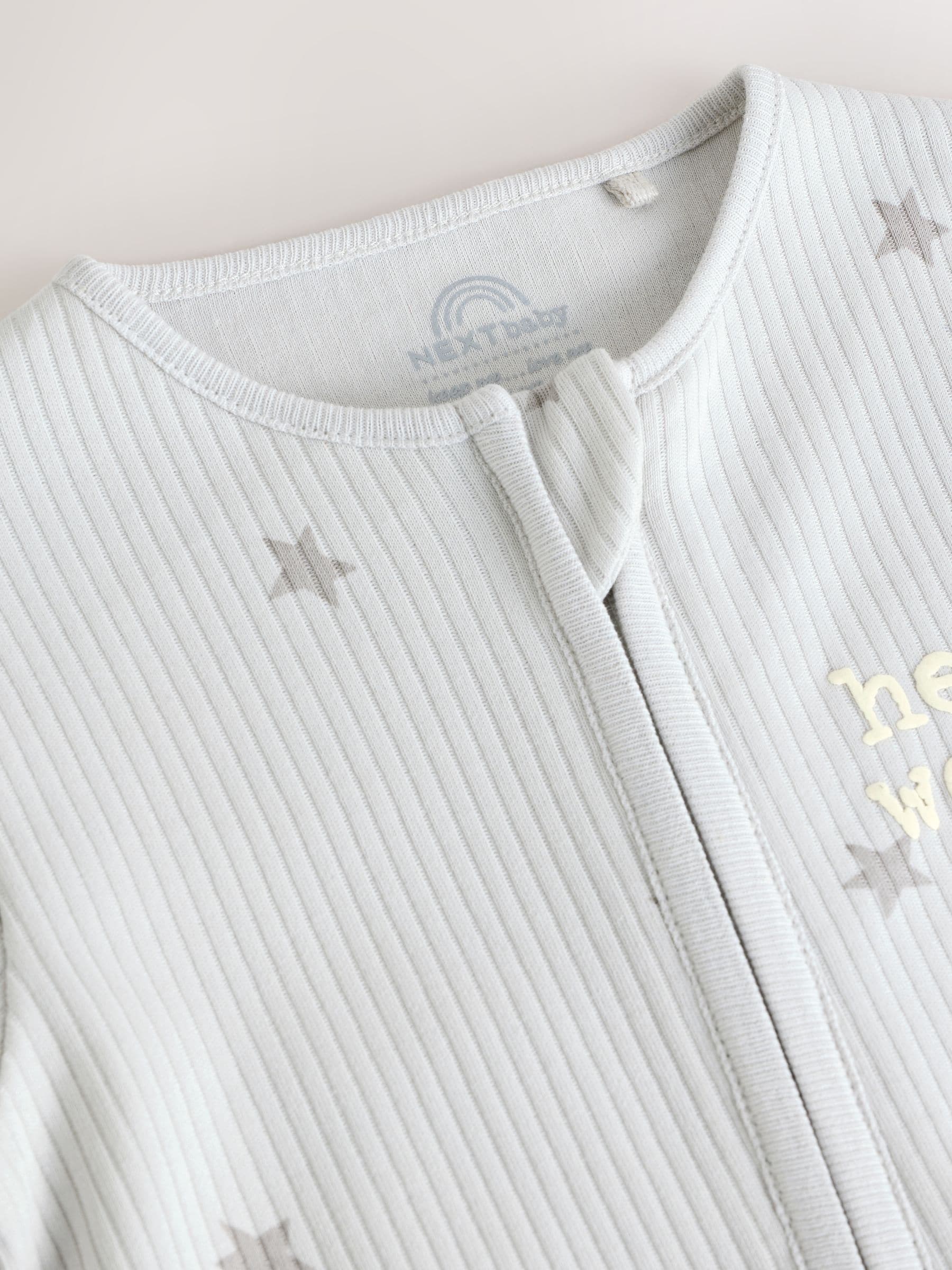 Grijs - 100% katoenen Hello World babypyjama met tweewegrits (0 - 9 mnd)