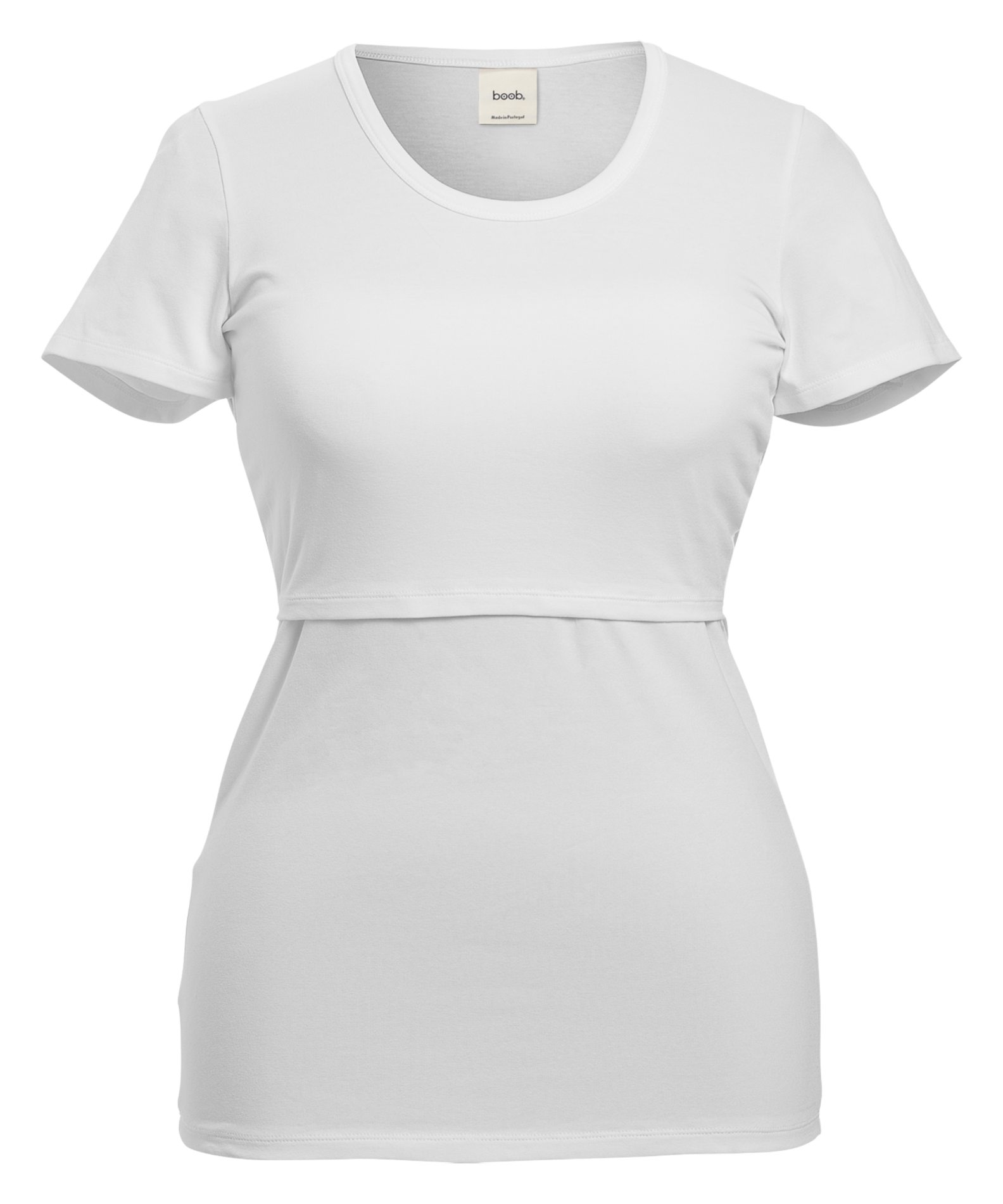 T-shirt de grossesse et d'allaitement col rond en coton mélangé| Blanc