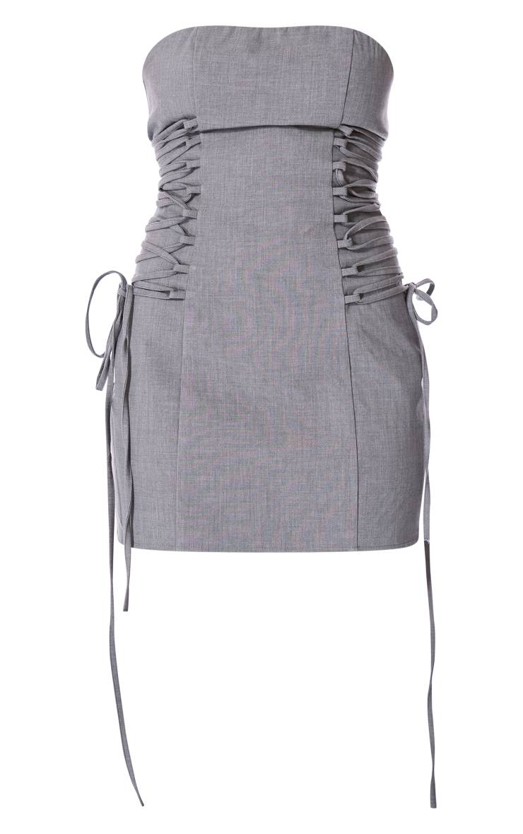 Charbon Robe Moulante Ajustée Plt Label Avec Laçage Latéral