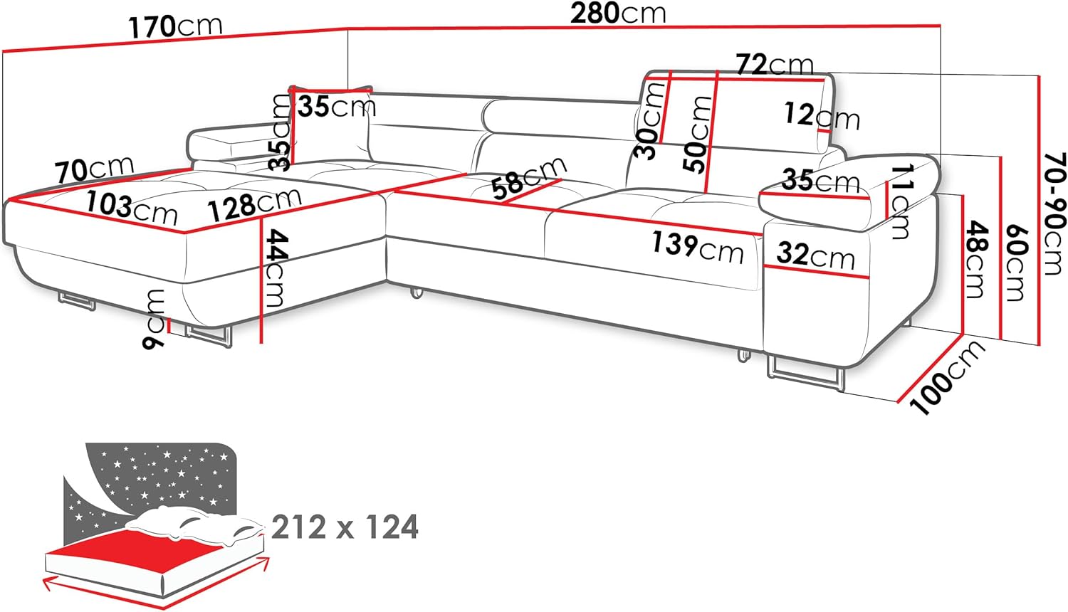 Mirjan24 Ecksofa Torezio Mini Cord mit Bettkasten, Einstellbare Kopfstützen, Bequeme Polsterung, Eckcouch mit Schlaffunktion für Wohnzimmer, L-Form Couch (Poso 110, Seite: Rechts)