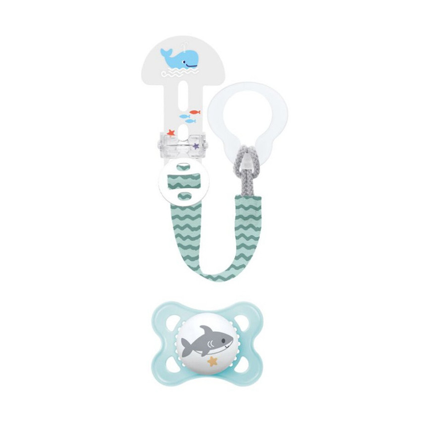 Kit sucette silicone Original 2-6M + attache-sucette réglable (modèle aléatoire)
