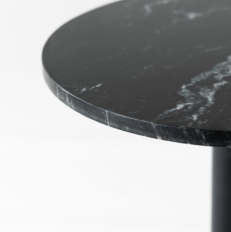 Kick Bijzettafel Marble Rond Hoog - Zwart