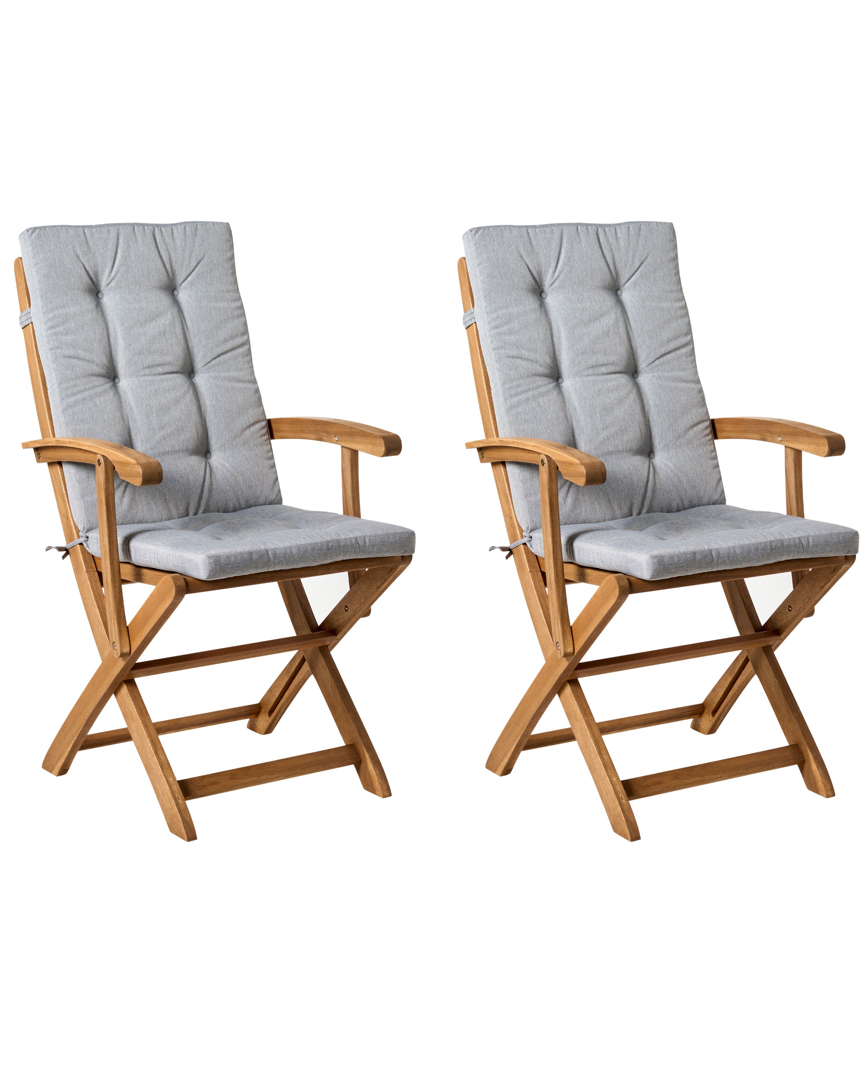 Set van 2 stoelen met zitkussen MAUI PREMIUM Acaciahout Grijs melange