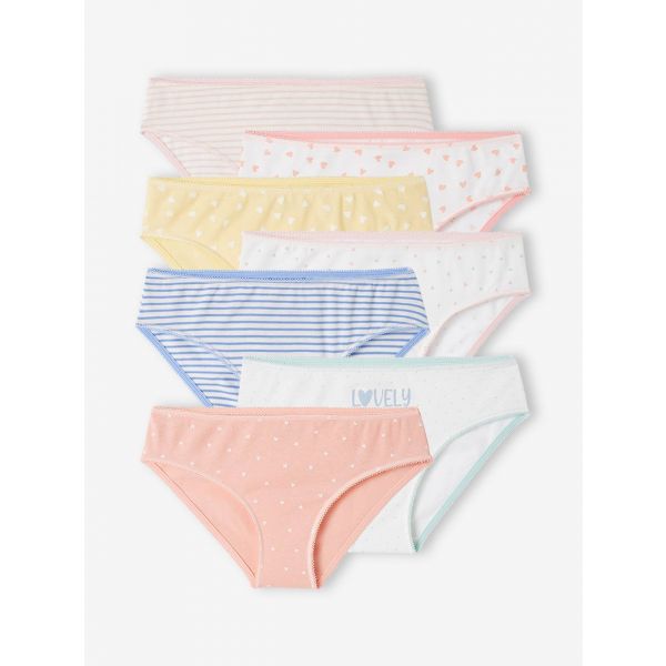 Vertbaudet Lote de 7 Cuecas Fantasia Menina Basics Cru, 6A