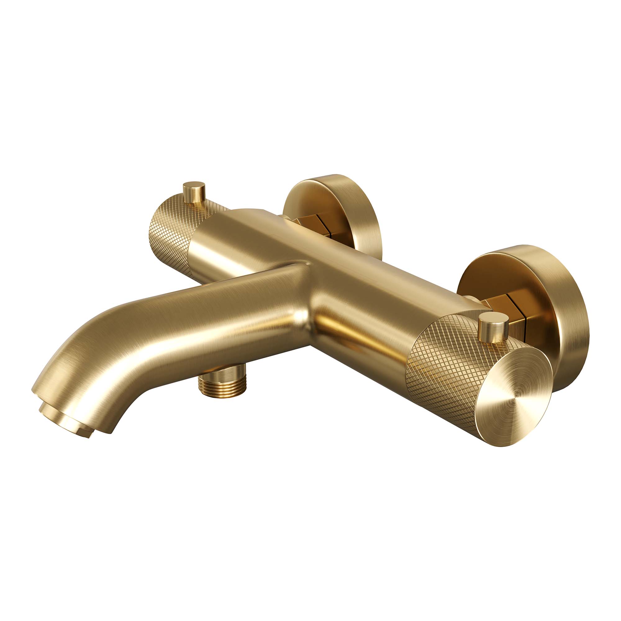 Brauer Gold Carving thermostatische badkraan met wandhouder en staafhanddouche geborsteld messing PVD