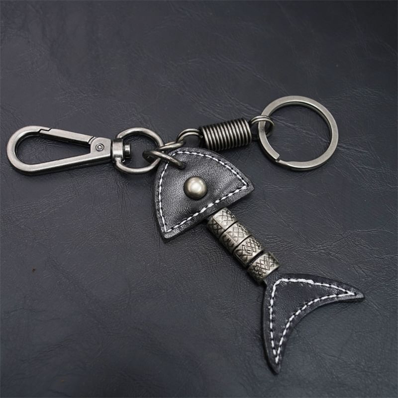 BABLIBU - Sleutelhanger met vis van echt leer
