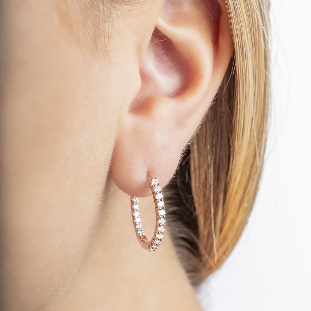 1.00 Karat Diamant-Kreolen 750/18 K Roségold Ø 20mm