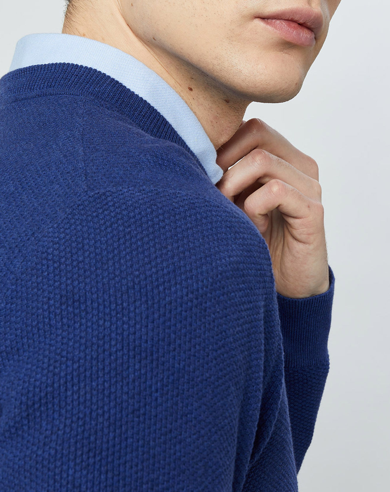 Hackett London Pull Texturé bleu moyen