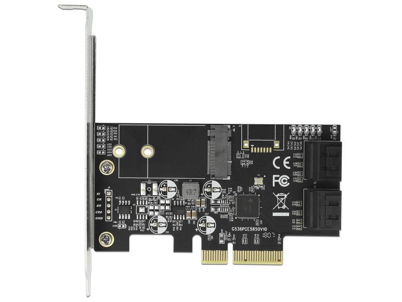 Delock SATA-Controller 4Port SATA & 1Port M.2 SATA PCI-Expr Delock 4 Port SATA und 1 Slot M.2 Key B (Format 2242 und 2230) PCI Express x4 Karte