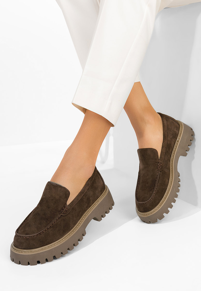 Mocassins femme à semelle épaisse bruns Analeia