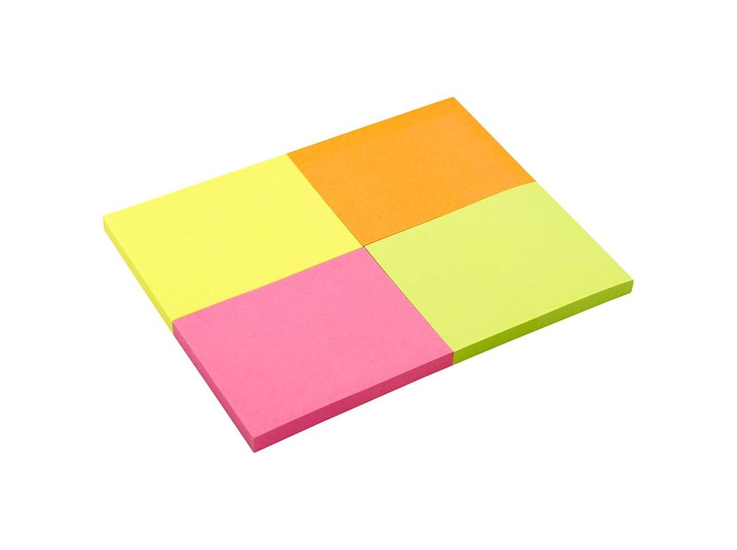 CONJUNTO DE 4 BLOCOS DE NOTAS AUCHAN ADERENTES COM 50 FOLHAS 50X40MM
