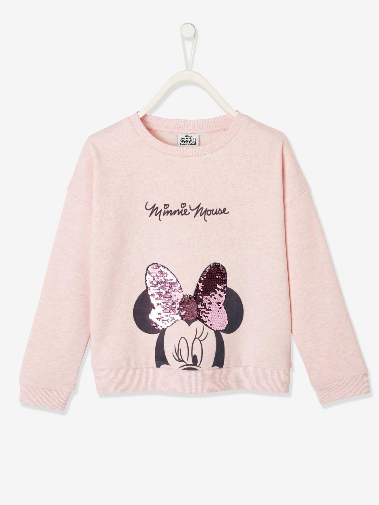 Moletom DS Minnie® com detalhes de lantejoulas reversíveis em rosa claro mesclado.
