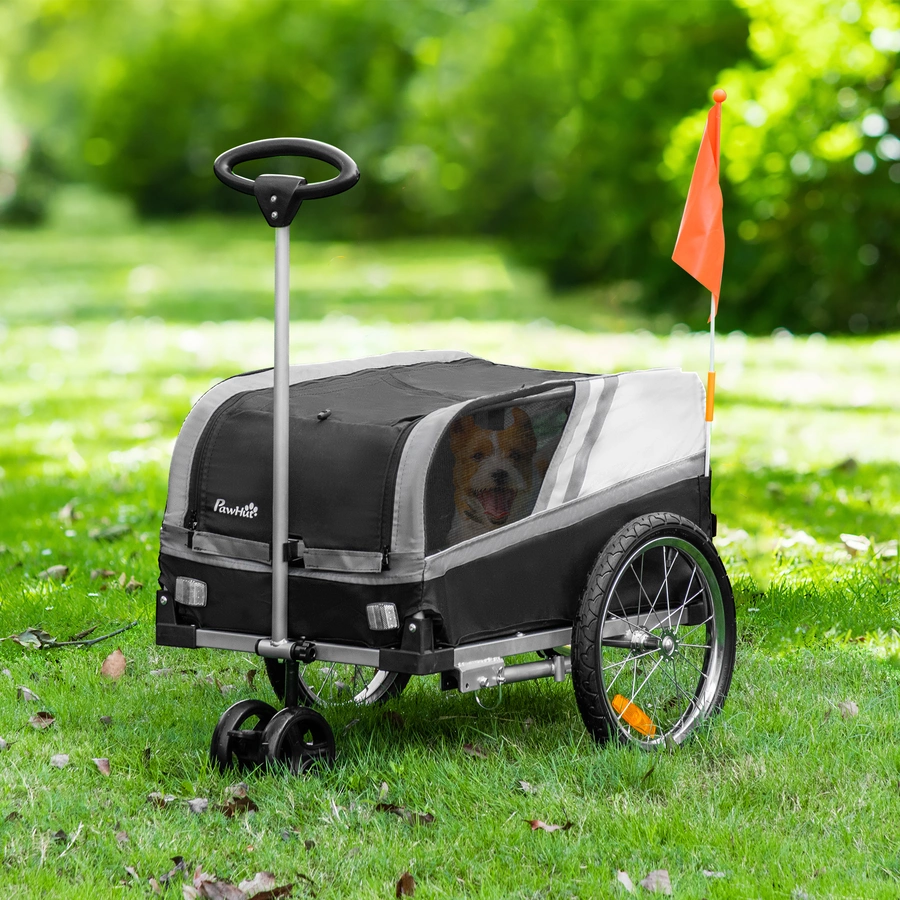PawHut Hundeanhänger 2 in 1 Trolley schwarz, grau, silber