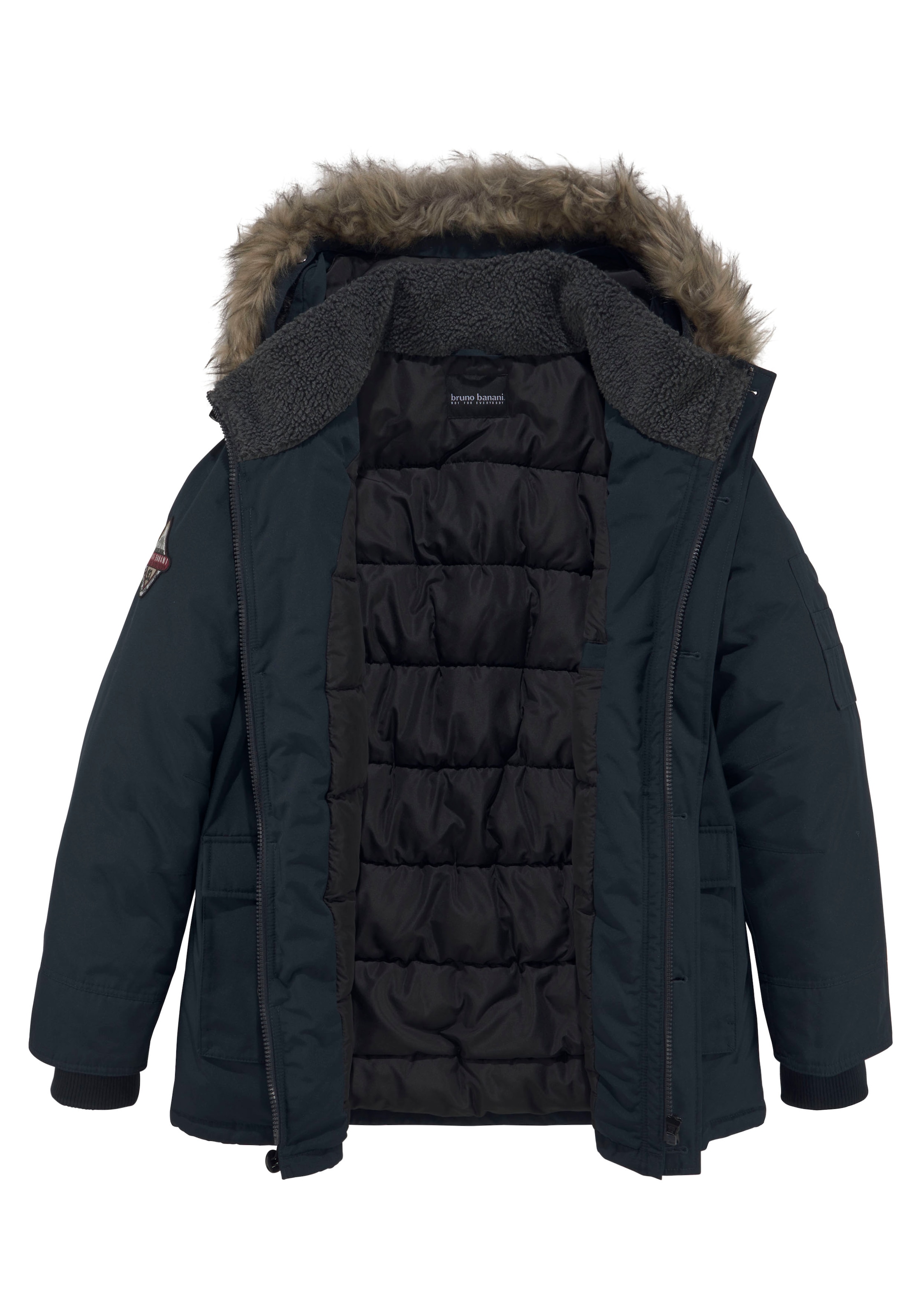 Bruno Banani Parka mit Kapuze strapazierfähiges Material,  abnehmbare Kapuze mit Fellimitat