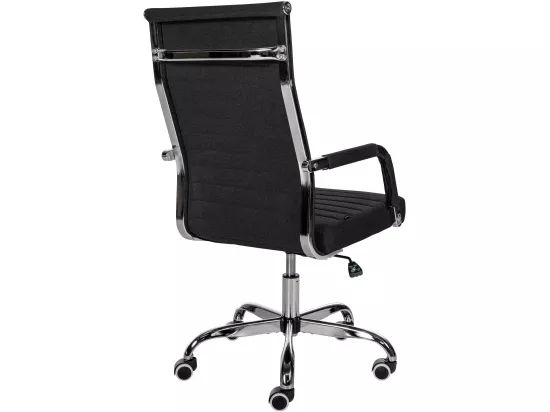 Chaise de bureau - Tissu & Métal chromé - Noir - Amadora