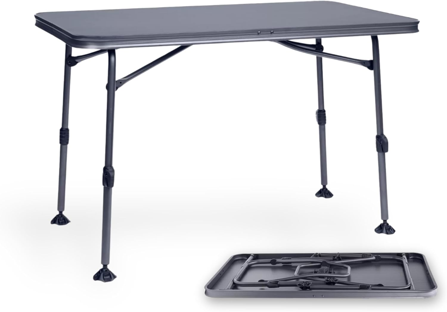 BERGER Molveno Campingtisch | Klapptisch Höhenverstellbar 115 x 70 cm Alu Campingtisch Klappbar Camping Tisch Gartentisch Klappbar | Falttisch Esstisch Balkon Klapptisch Garten Terrasse