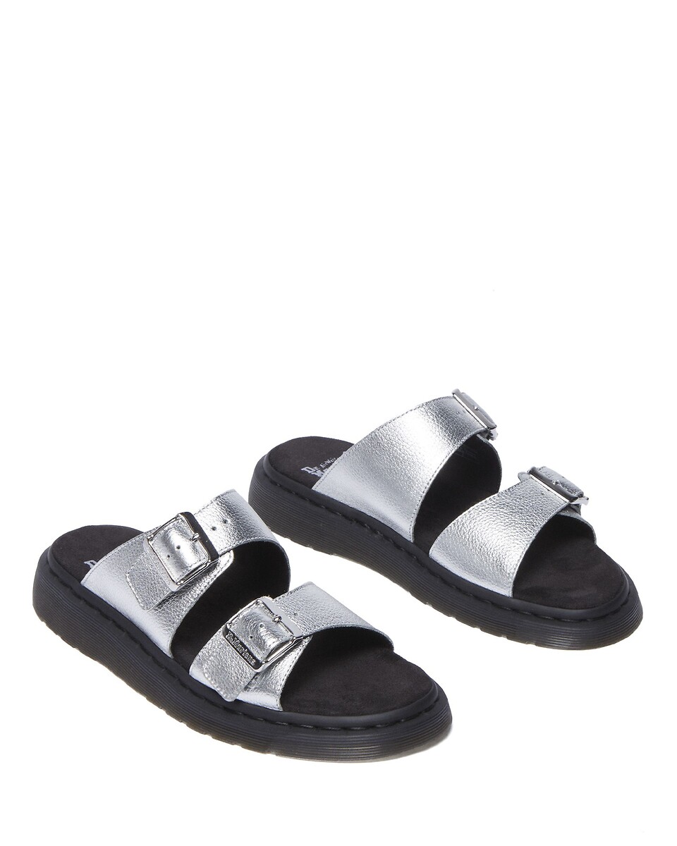 DR. MARTENS<br>Mules de couro Josef Slide Prata Metálico