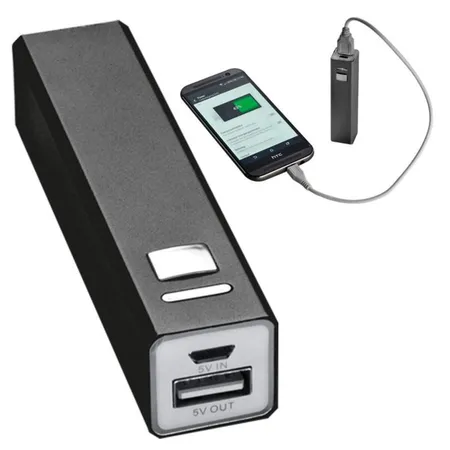 Macma Powerbank aus Aluminium 2.200 mAh, schwarz