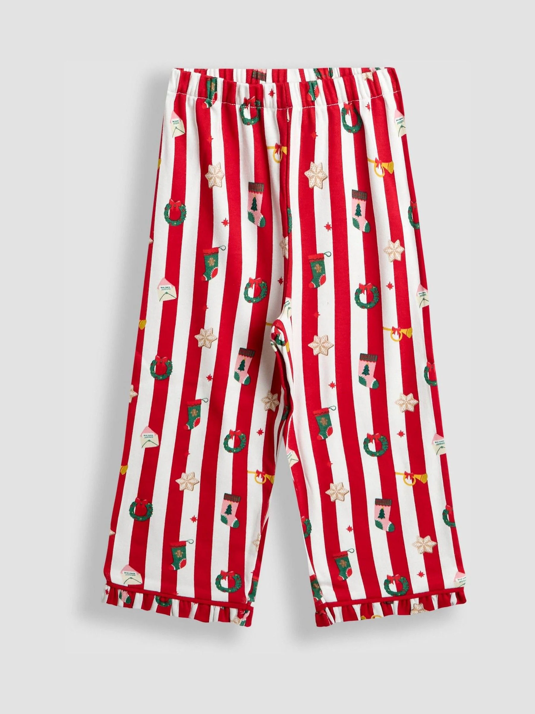 JoJo Maman Bébé Kerstmis Print Jersey Pyjama's met Mooie Kraag