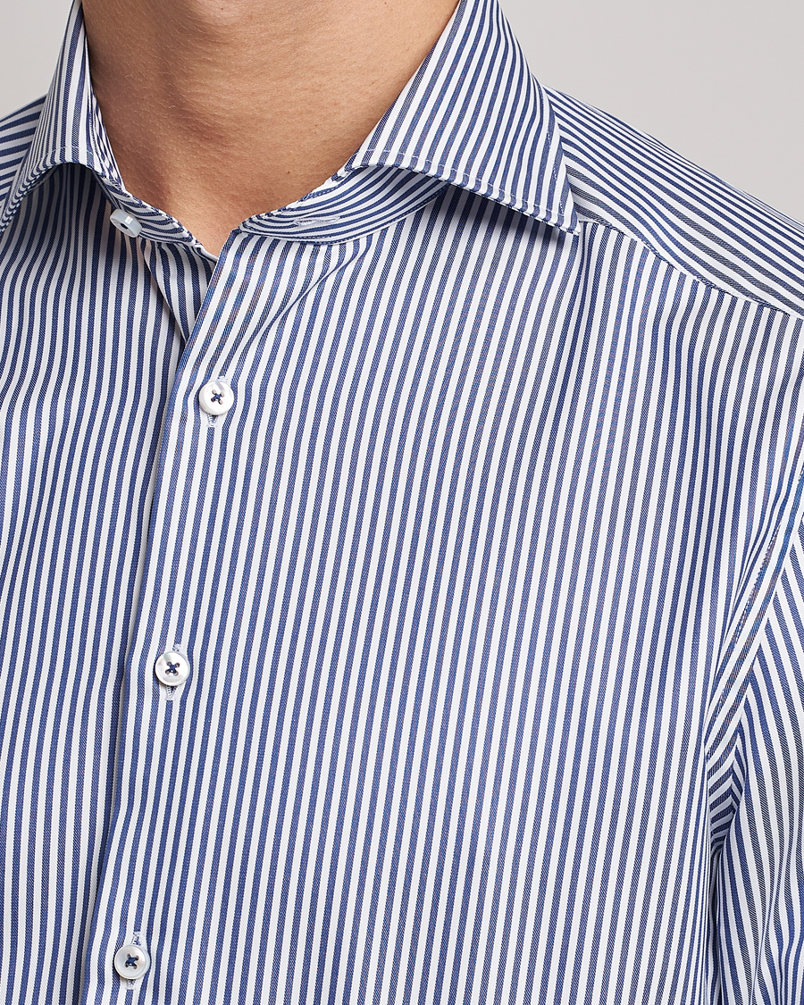 Stenströms Slimline Stripe Cut Away Shirt Navy