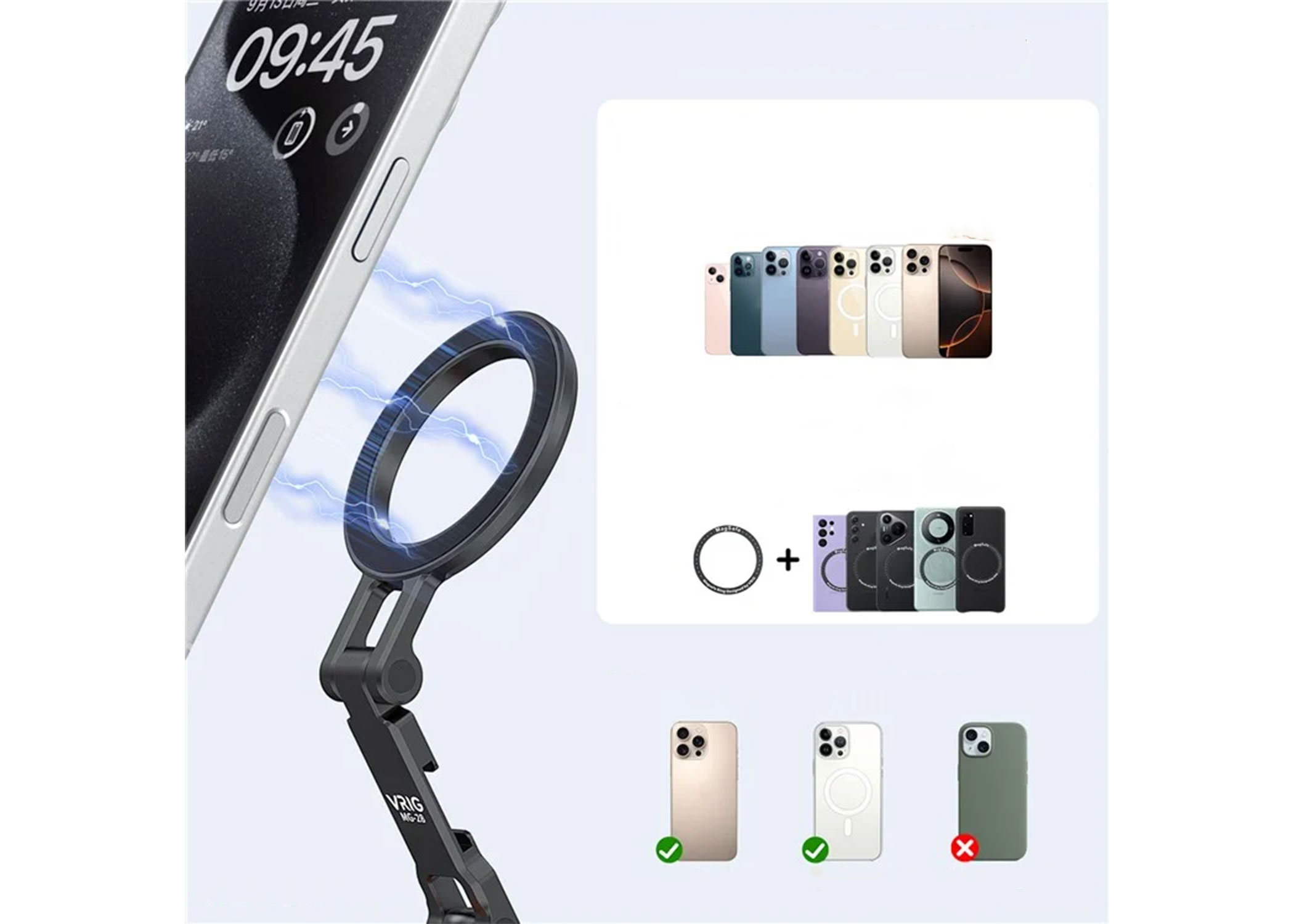 Magnetische Smartphone Halterung aus Metall mit MagSafe-Kompatibilität / Dual-Achsen Rotation - Schwarz