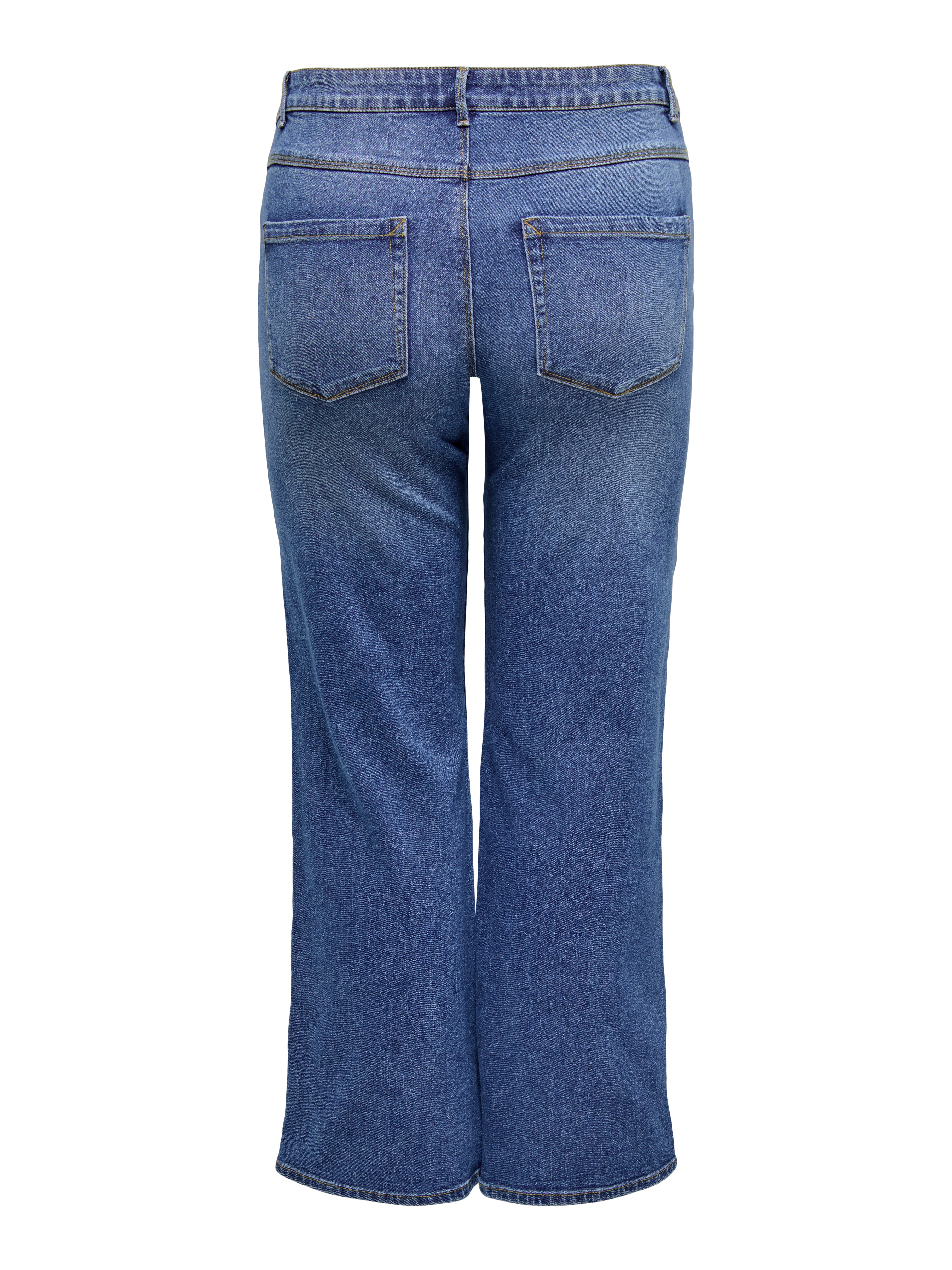 CARSNOW Hohe Taille Weiter Beinschnitt Jeans Medium Blue Denim