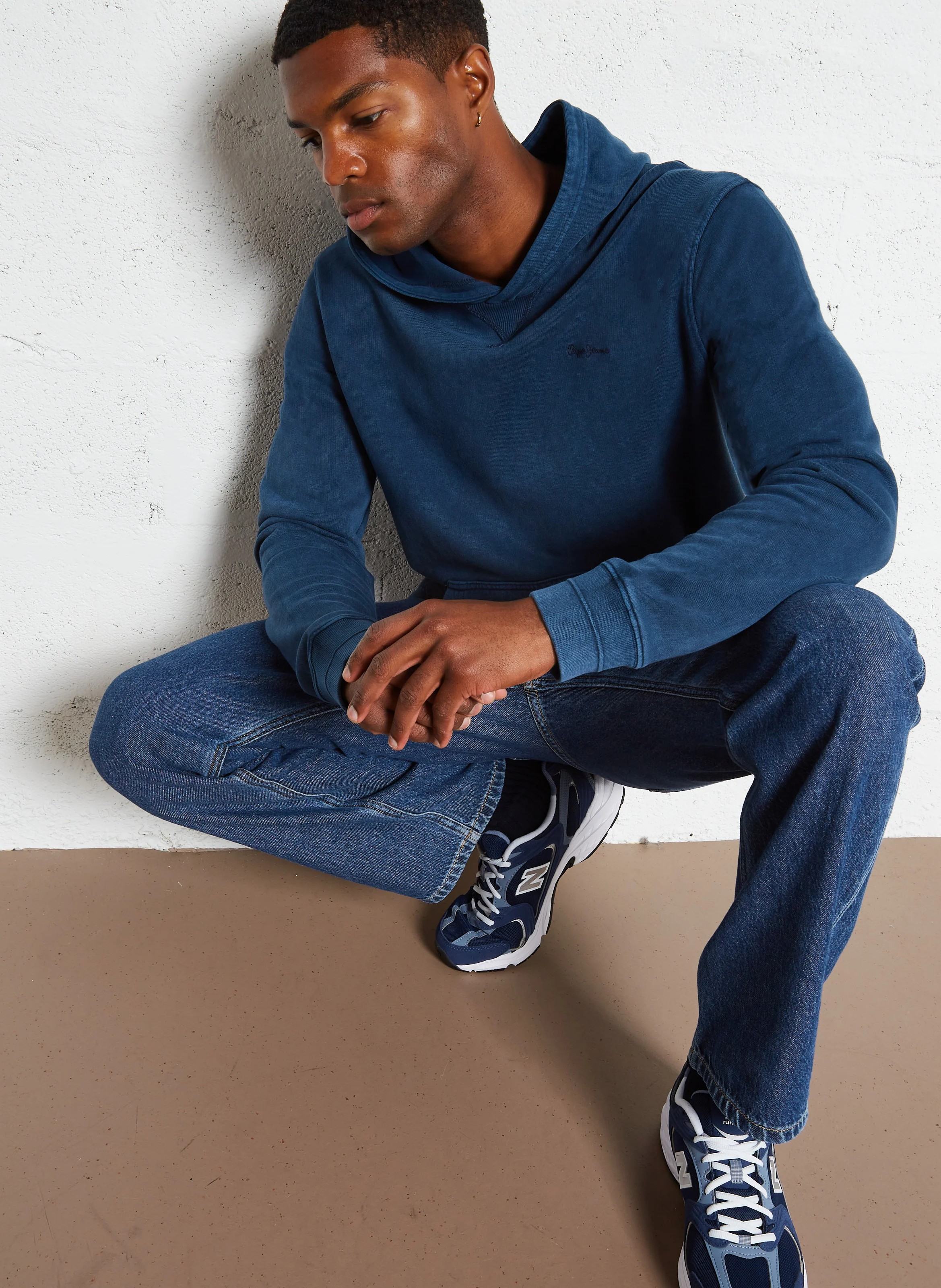 SILVERTON - Sweat à capuche droit en coton | Bleu