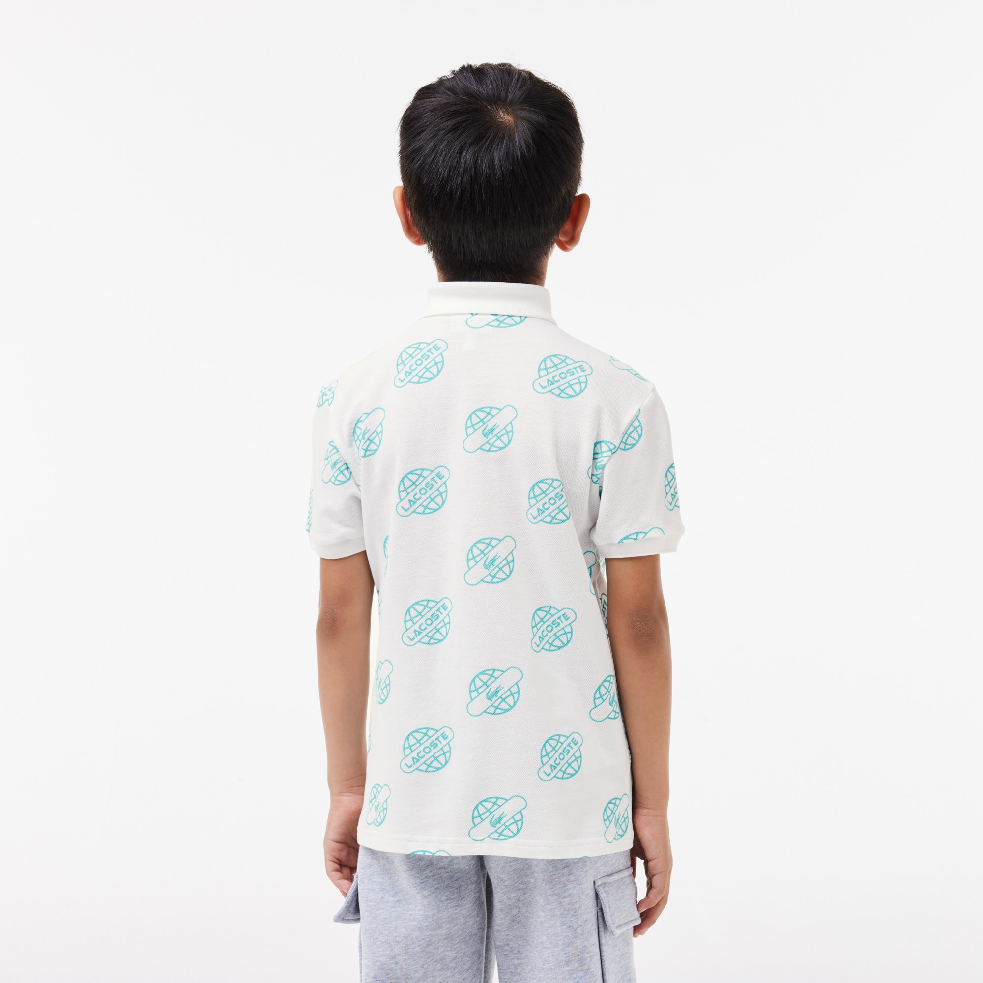 Polo avec imprimé en mini piqué de coton Polos - Blanc - Lacoste - Garçon