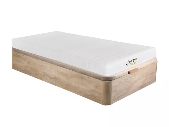 Ensemble 90 x 190 cm sommier coffre naturel clair + matelas mousse 7 zones ép.12cm - STELO KIDS de MORGENGOLD