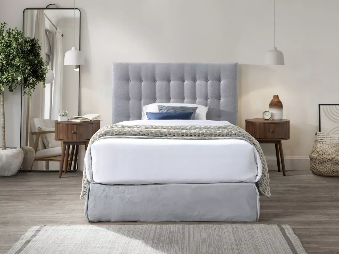 Tête de lit capitonnée 180 cm - Tissu - Gris clair - FRANCESCO