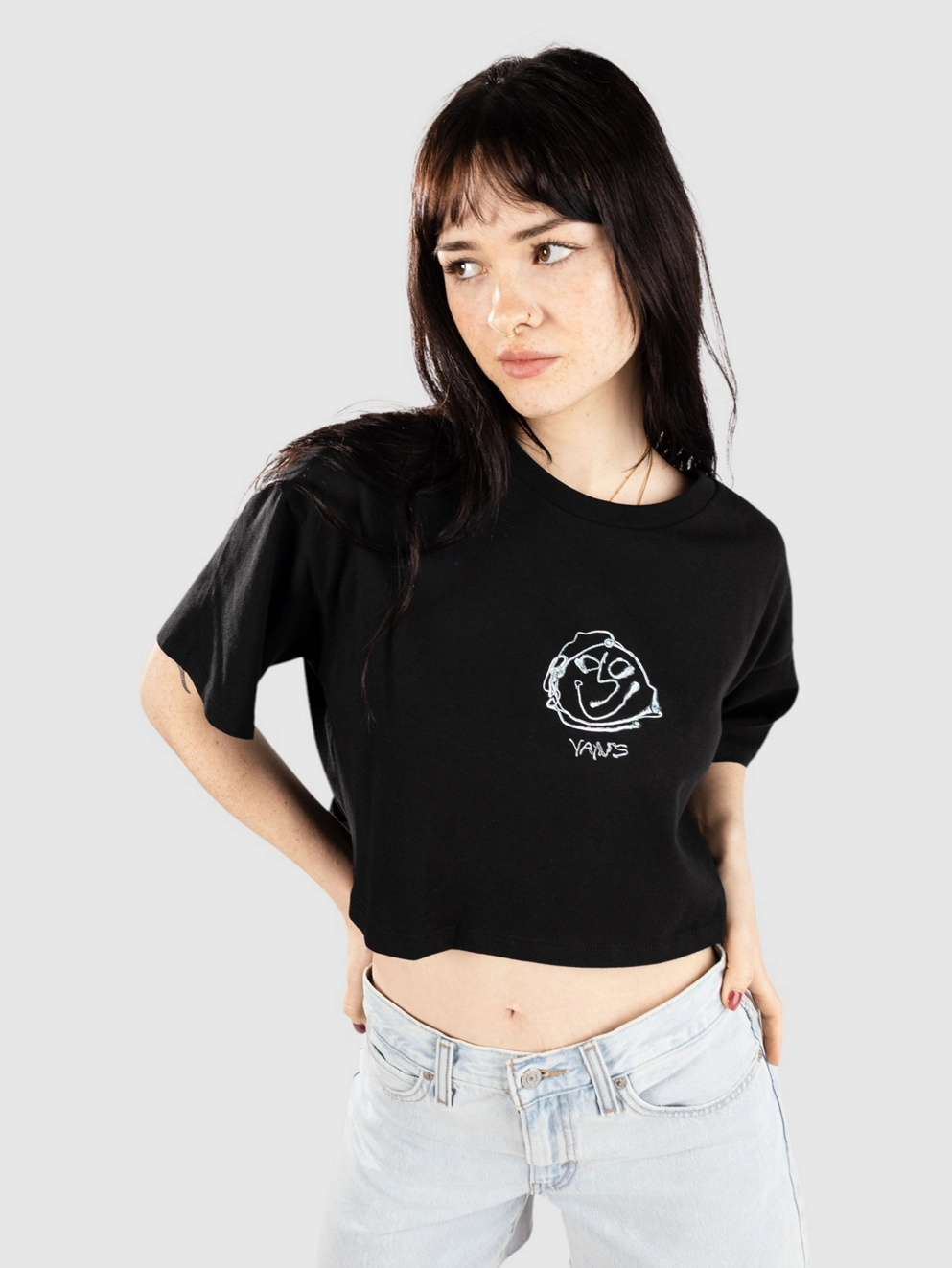 Vans Grinning Face Relax Crop T-Shirt black