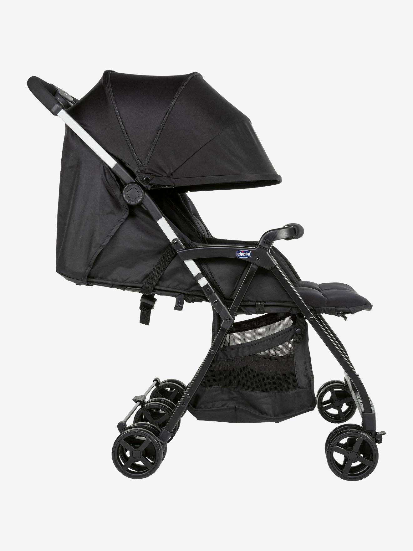 Carrinho de bebê duplo Ohlala' Twin Chicco, tamanho médio, preto, liso