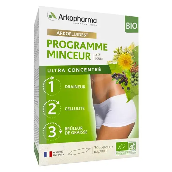 Programa de emagrecimento orgânico Arkofluides da Arkopharma, 30 ampolas