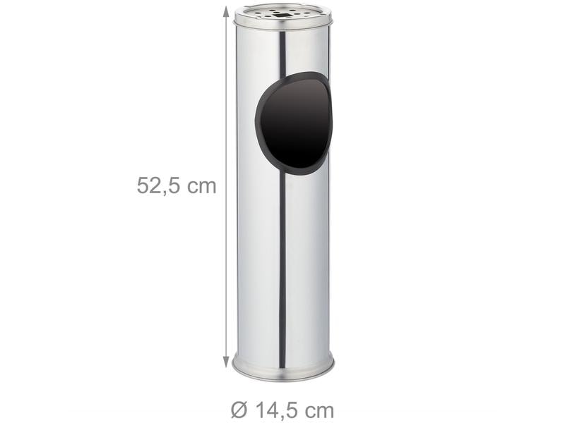 relaxdays Standascher aus Edelstahl Silber Aschenbecher mit Abfalleimer