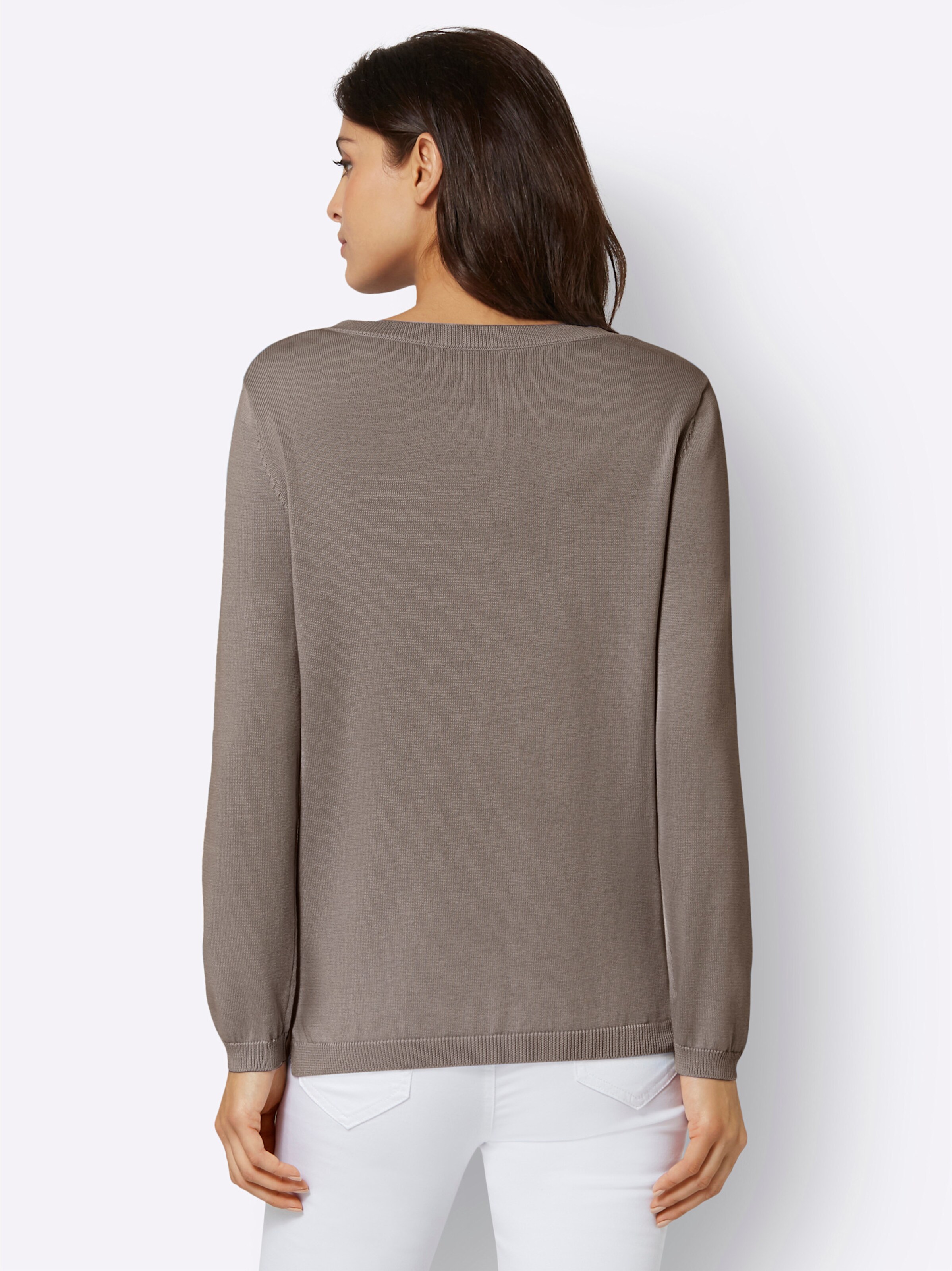 V-Ausschnitt-Pullover in taupe