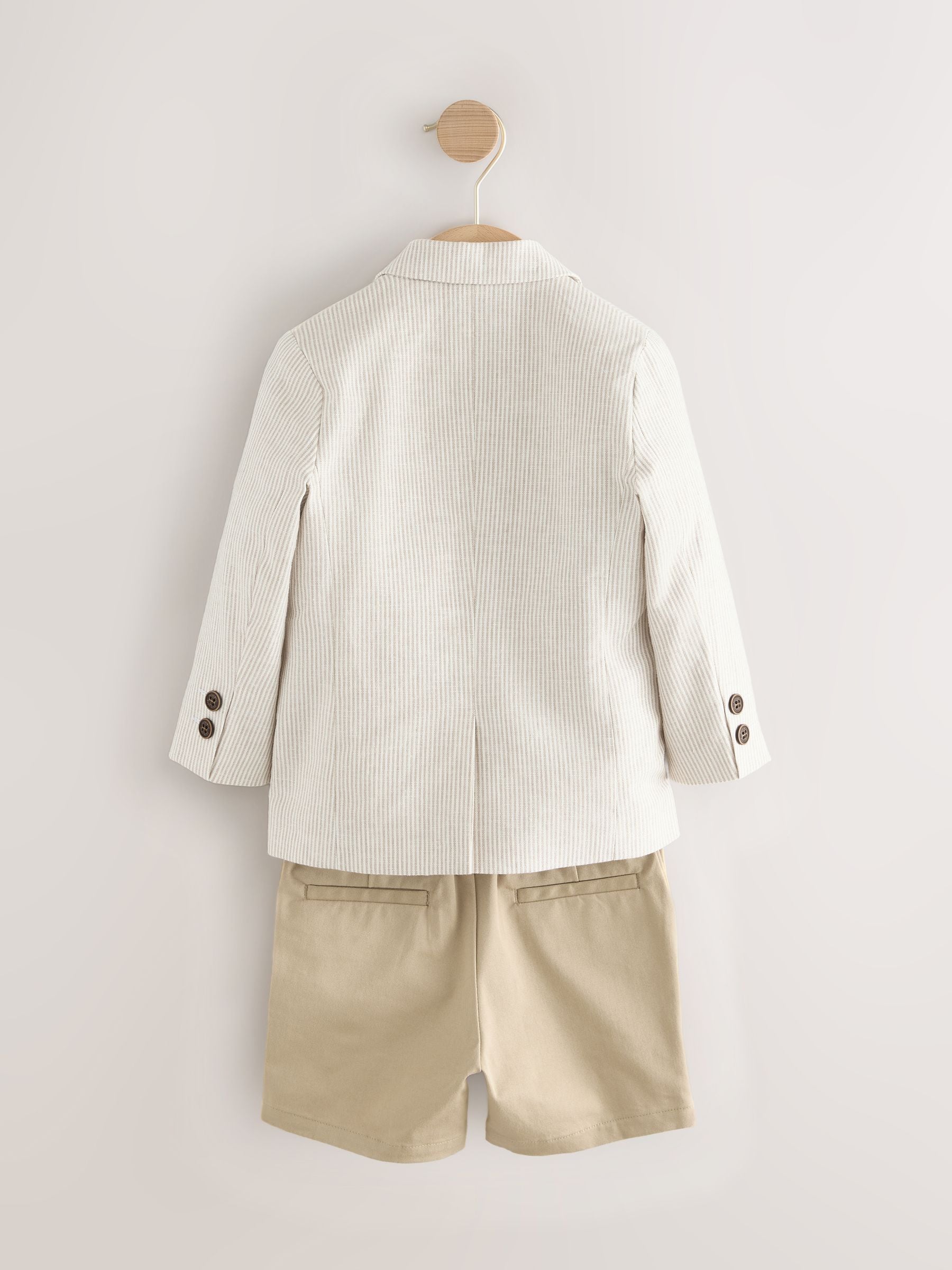 Naturel Ticking Strepen - Set met blazer, T-shirt en shorts (3mnd -9jr)