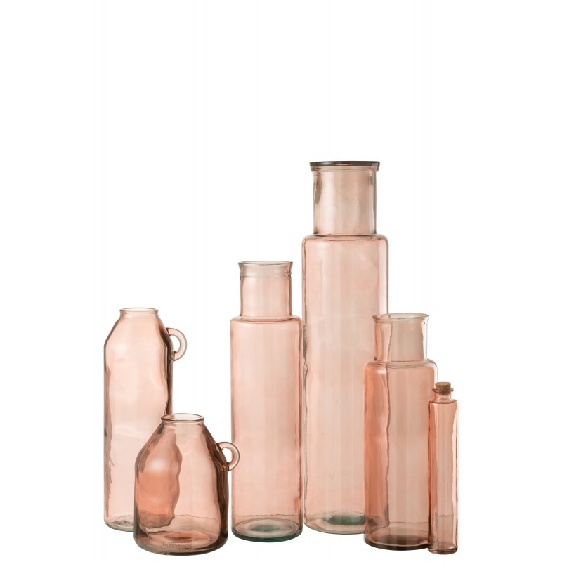 Vase cylindrique en verre rose 15x15x55 cm
