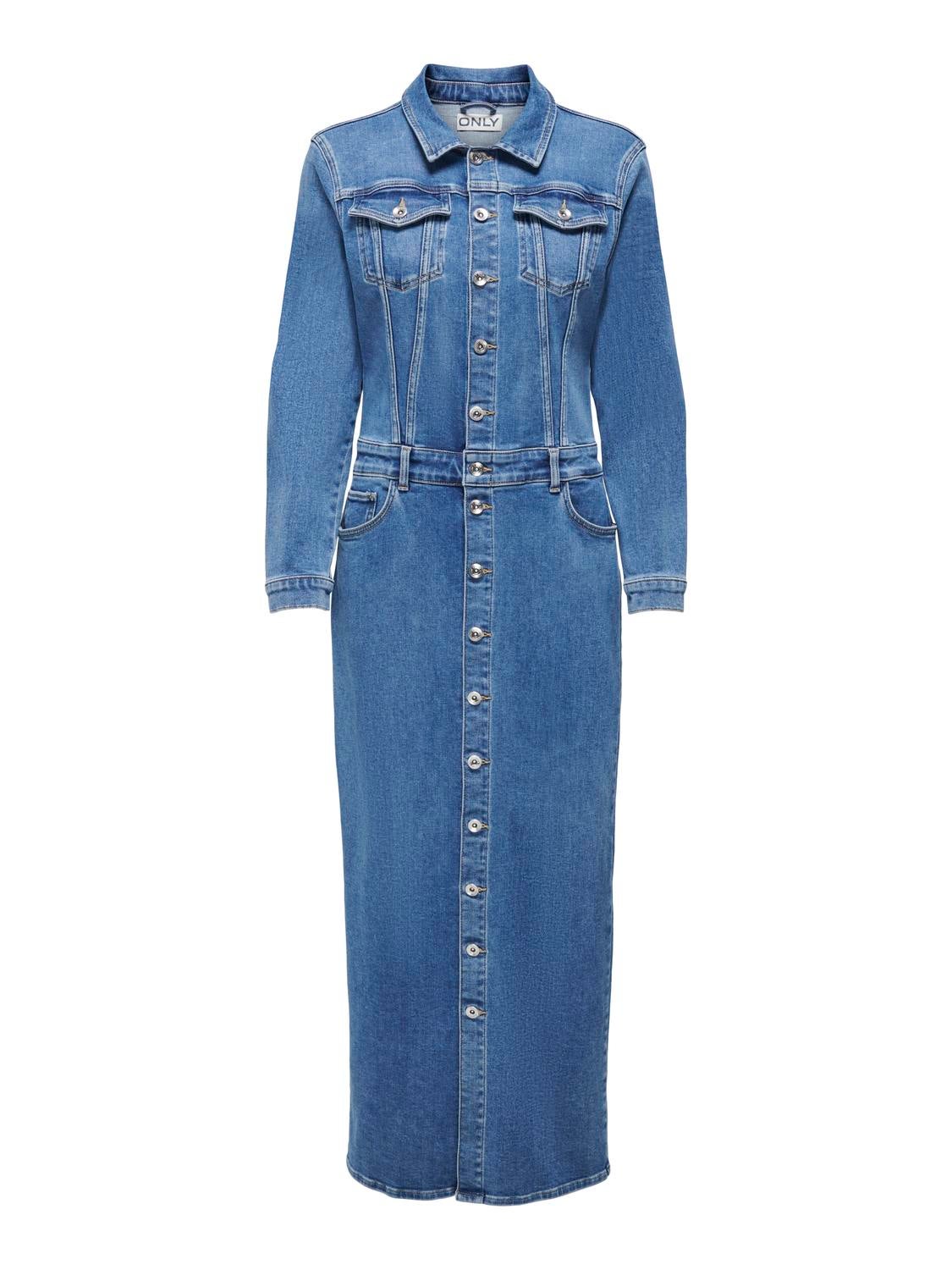 ONLELLEN Langes Kleid Medium Blue Denim