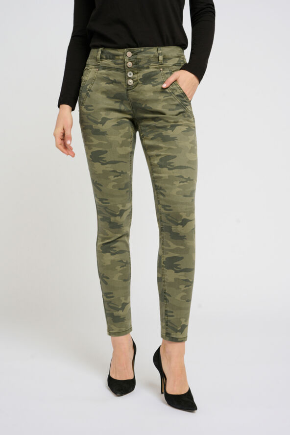 Cream CRPenora Twill 7/8 Pant Sea green printed camouflage