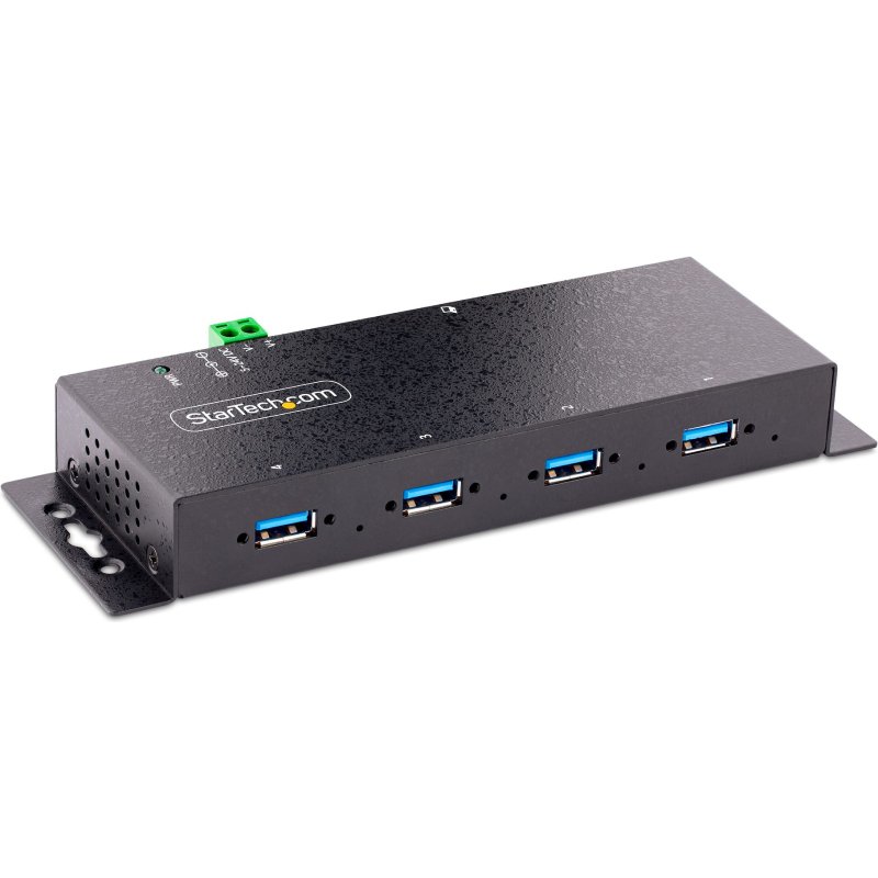 StarTech.com Hub USB 3.0 5Gbps à 4 Ports Industriel - Hub USB pour PC Portable avec Protection contre les Surtensions - Splitter USB 3.0 Montable sur Mur - Station de Charge USB à Verrouillage, Gros Calibre